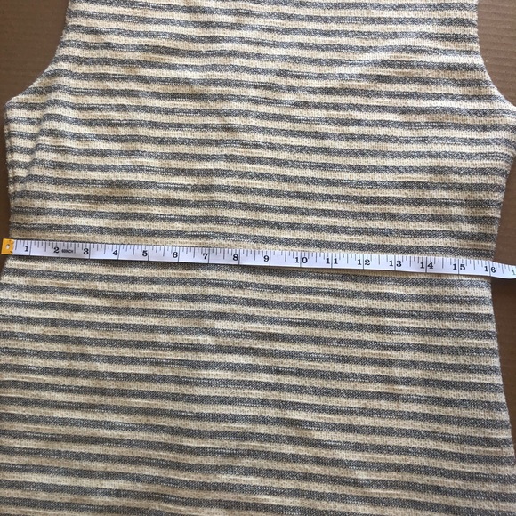 REISS Cream, Blue & Metallic Gold striped sleeveless dress - Picture 11 of 13